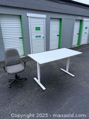 MaxSold Auction: Height-Adjustable Sit-Stand Desk, White Laminate Top 60 x 30 - Maple Ridge (British Columbia, Canada) SELLER MANAGED Estate Sale Online Auction - Blanshard Street (STORAGE)