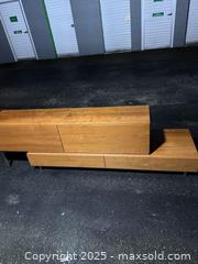 MaxSold Auction: Honey Oak Two-Tier Low Media Console / TV Stand - Maple Ridge (British Columbia, Canada) PARTNER MANAGED Estate Sale Online Auction - Blanshard Street (STORAGE)