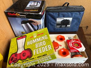MaxSold Auction: Lot: Electric Kettle, Soft Cooler Bag, Hummingbird Feeder (3 items) - Maple Ridge (British Columbia, Canada) PARTNER MANAGED Estate Sale Online Auction - Blanshard Street (STORAGE)