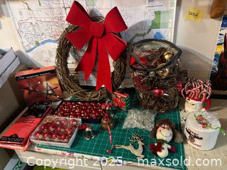 MaxSold Auction: Lot of Mixed Christmas/Holiday Decorations with Wreath - Maple Ridge (British Columbia, Canada) PARTNER MANAGED Estate Sale Online Auction - Blanshard Street (STORAGE)