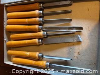 MaxSold Auction: Marples (Shamrock) 8-Piece Wood Turning Chisel/Gouge Set - Maple Ridge (British Columbia, Canada) SELLER MANAGED Estate Sale Online Auction - Blanshard Street (STORAGE)