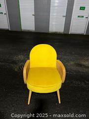 MaxSold Auction: Mid-Century Modern Bright Yellow Accent Chair with Cane Arms - Maple Ridge (British Columbia, Canada) PARTNER MANAGED Estate Sale Online Auction - Blanshard Street (STORAGE)