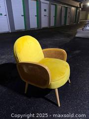 MaxSold Auction: Mid-Century Modern Bright Yellow Accent Chair with Cane Arms - Maple Ridge (British Columbia, Canada) PARTNER MANAGED Estate Sale Online Auction - Blanshard Street (STORAGE)