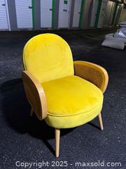 MaxSold Auction: Mid-Century Modern Bright Yellow Accent Chair with Cane Arms - Maple Ridge (British Columbia, Canada) PARTNER MANAGED Estate Sale Online Auction - Blanshard Street (STORAGE)
