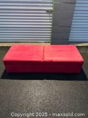 MaxSold Auction: Red Compact Sleeper Ottoman / Pull-Out Sofa Bed - Maple Ridge (British Columbia, Canada) PARTNER MANAGED Estate Sale Online Auction - Blanshard Street (STORAGE)
