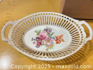 MaxSold Auction: Reticulated Porcelain Pierced Serving Tray with Handles - Maple Ridge (British Columbia, Canada) PARTNER MANAGED Estate Sale Online Auction - Blanshard Street (STORAGE)