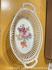 MaxSold Auction: Reticulated Porcelain Pierced Serving Tray with Handles - Maple Ridge (British Columbia, Canada) PARTNER MANAGED Estate Sale Online Auction - Blanshard Street (STORAGE)