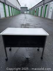 MaxSold Auction: Rolling Utility Table / Small Cart - 36" x 18" x 29" White Top - Maple Ridge (British Columbia, Canada) PARTNER MANAGED Estate Sale Online Auction - Blanshard Street (STORAGE)