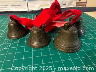 MaxSold Auction: Set of 4 Small Patinated Brass/Bronze Decorative Bells - Maple Ridge (British Columbia, Canada) SELLER MANAGED Estate Sale Online Auction - Blanshard Street (STORAGE)