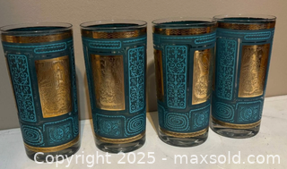 MaxSold Auction: Set of 4 Vintage Mid-Century Teal & Gold Highball Glasses - Maple Ridge (British Columbia, Canada) PARTNER MANAGED Estate Sale Online Auction - Blanshard Street (STORAGE)