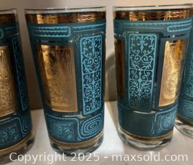 MaxSold Auction: Set of 4 Vintage Mid-Century Teal & Gold Highball Glasses - Maple Ridge (British Columbia, Canada) PARTNER MANAGED Estate Sale Online Auction - Blanshard Street (STORAGE)