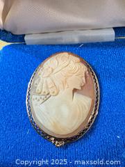 MaxSold Auction: Shell Cameo Brooch/Pendant, Possibly Gold-Filled or Gold-Plated Frame, 30x24mm - Maple Ridge (British Columbia, Canada) PARTNER MANAGED Estate Sale Online Auction - Blanshard Street (STORAGE)