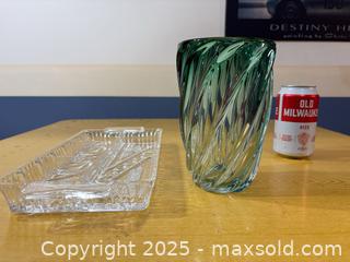 MaxSold Auction: Signed Green Swirled Hand-Blown Crystal Art Glass Vase - Maple Ridge (British Columbia, Canada) PARTNER MANAGED Estate Sale Online Auction - Blanshard Street (STORAGE)