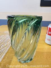 MaxSold Auction: Signed Green Swirled Hand-Blown Crystal Art Glass Vase - Maple Ridge (British Columbia, Canada) PARTNER MANAGED Estate Sale Online Auction - Blanshard Street (STORAGE)