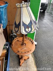 MaxSold Auction: Tiffany-Style Stained-Glass Shade Table Lamp on Wood Base - Maple Ridge (British Columbia, Canada) PARTNER MANAGED Estate Sale Online Auction - Blanshard Street (STORAGE)