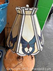 MaxSold Auction: Tiffany-Style Stained-Glass Shade Table Lamp on Wood Base - Maple Ridge (British Columbia, Canada) PARTNER MANAGED Estate Sale Online Auction - Blanshard Street (STORAGE)