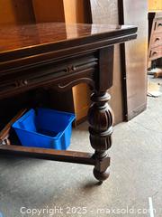 MaxSold Auction: Traditional Wood Dining Table with Removable Leaves - Maple Ridge (British Columbia, Canada) PARTNER MANAGED Estate Sale Online Auction - Blanshard Street (STORAGE)