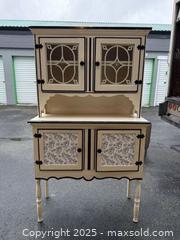 MaxSold Auction: Two-Piece Painted Wood Hutch / China Cabinet, Cream & Black - Maple Ridge (British Columbia, Canada) PARTNER MANAGED Estate Sale Online Auction - Blanshard Street (STORAGE)