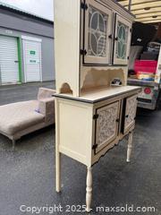 MaxSold Auction: Two-Piece Painted Wood Hutch / China Cabinet, Cream & Black - Maple Ridge (British Columbia, Canada) PARTNER MANAGED Estate Sale Online Auction - Blanshard Street (STORAGE)