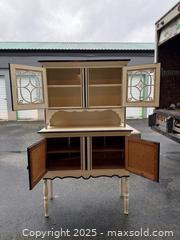 MaxSold Auction: Two-Piece Painted Wood Hutch / China Cabinet, Cream & Black - Maple Ridge (British Columbia, Canada) PARTNER MANAGED Estate Sale Online Auction - Blanshard Street (STORAGE)