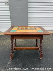 MaxSold Auction: Victorian/Jacobean Revival Tile-Top Side Accent Table - Maple Ridge (British Columbia, Canada) PARTNER MANAGED Estate Sale Online Auction - Blanshard Street (STORAGE)