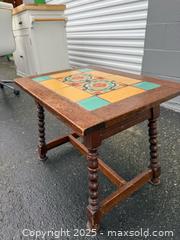 MaxSold Auction: Victorian/Jacobean Revival Tile-Top Side Accent Table - Maple Ridge (British Columbia, Canada) PARTNER MANAGED Estate Sale Online Auction - Blanshard Street (STORAGE)