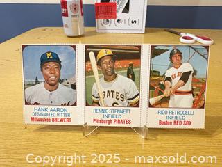 MaxSold Auction: Vintage Topps Baseball Hank Aaron uncut panel Cards Lot of 3, 1974 (Likely) - Maple Ridge (British Columbia, Canada) PARTNER MANAGED Estate Sale Online Auction - Blanshard Street (STORAGE)
