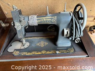 MaxSold Auction: White Rotary Treadle Cabinet Sewing Machine (Tabletop Cabinet) - Maple Ridge (British Columbia, Canada) PARTNER MANAGED Estate Sale Online Auction - Blanshard Street (STORAGE)