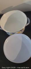 MaxSold Auction: Enamel Stockpot with Daisy Floral Exterior and Lid - Toronto (Ontario, Canada) SELLER MANAGED Downsizing Online Auction - Wilson Avenue (CONDO)