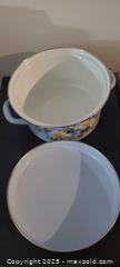 MaxSold Auction: Enamel Stockpot with Daisy Floral Exterior and Lid - Toronto (Ontario, Canada) SELLER MANAGED Downsizing Online Auction - Wilson Avenue (CONDO)