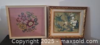 MaxSold Auction: Framed Needlework Flower and Chinese Bird Wall Art (Pair) - Toronto (Ontario, Canada) SELLER MANAGED Downsizing Online Auction - Wilson Avenue (CONDO)
