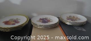 MaxSold Auction: Fruit Motif Bread &#38; Butter Plates 7.5 in, Gold Gilt Rim (10) - Toronto (Ontario, Canada) SELLER MANAGED Downsizing Online Auction - Wilson Avenue (CONDO)