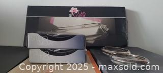 MaxSold Auction: Glass Serving Tray with Gold &#38; Silver Decorative Bowls, 5 Pc - Toronto (Ontario, Canada) SELLER MANAGED Downsizing Online Auction - Wilson Avenue (CONDO)