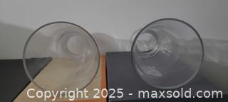 MaxSold Auction: Lot of 2 Clear Glass Hurricane Vases, ~10 in H, >5 in Opening - Toronto (Ontario, Canada) SELLER MANAGED Downsizing Online Auction - Wilson Avenue (CONDO)