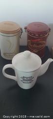 MaxSold Auction: Tim Hortons Limited Edition Oversized Teapot with Two Metal Canisters &#38; Spoon - Toronto (Ontario, Canada) SELLER MANAGED Downsizing Online Auction - Wilson Avenue (CONDO)
