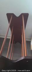 MaxSold Auction: Wooden Shoe Rack Stand, Dark Brown with Medium Brown Spindles - Toronto (Ontario, Canada) SELLER MANAGED Downsizing Online Auction - Wilson Avenue (CONDO)
