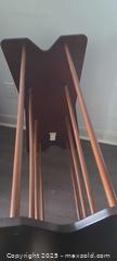 MaxSold Auction: Wooden Shoe Rack Stand, Dark Brown with Medium Brown Spindles - Toronto (Ontario, Canada) SELLER MANAGED Downsizing Online Auction - Wilson Avenue (CONDO)