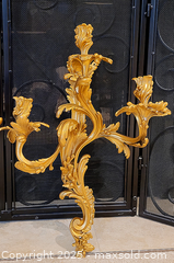 MaxSold Auction: Pair of Large Gilt Brass Wall Sconces  - Newmarket (Ontario, Canada) SELLER MANAGED Downsizing Online Auction - Amberlee Court