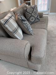 MaxSold Auction: Beige sofa with decorative pillows - Suwanee (Georgia, USA) SELLER MANAGED Estate Sale Online Auction - Laurel Oak Drive