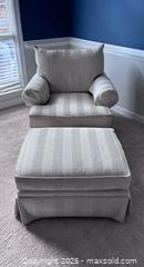 MaxSold Auction: Ethan Allen cream armchair with Ottoman  - Suwanee (Georgia, USA) SELLER MANAGED Estate Sale Online Auction - Laurel Oak Drive