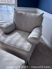 MaxSold Auction: Ethan Allen cream armchair with Ottoman  - Suwanee (Georgia, USA) SELLER MANAGED Estate Sale Online Auction - Laurel Oak Drive