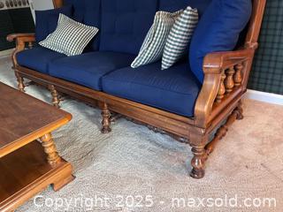 MaxSold Auction: Lot - coffee table and Morris style sofa with cushions  - Suwanee (Georgia, USA) SELLER MANAGED Estate Sale Online Auction - Laurel Oak Drive