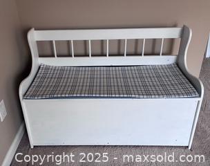 MaxSold Auction: Painted white bench with storage - Suwanee (Georgia, USA) SELLER MANAGED Estate Sale Online Auction - Laurel Oak Drive