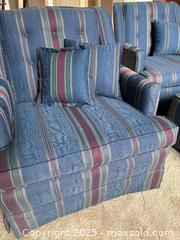 MaxSold Auction: Pair of upholstered arm lounge chairs with one ottoman - Suwanee (Georgia, USA) SELLER MANAGED Estate Sale Online Auction - Laurel Oak Drive