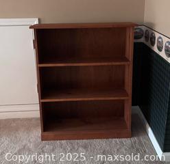 MaxSold Auction: Wood bookshelf with three shelves - Suwanee (Georgia, USA) SELLER MANAGED Estate Sale Online Auction - Laurel Oak Drive