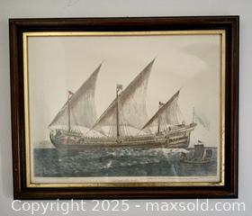 MaxSold Auction: &#34;Galeasse a la voile&#34;  Framed  Color Lithograph  - Douglas (Massachusetts, USA) PARTNER MANAGED Estate Sale Online Auction - Southwest Main Street