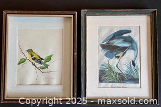 MaxSold Auction: Great Blue Heron Plate and Signed Goldfinch Watercolor - Douglas (Massachusetts, USA) PARTNER MANAGED Estate Sale Online Auction - Southwest Main Street