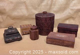 MaxSold Auction: Lot of Carved Wooden Boxes - Douglas (Massachusetts, USA) PARTNER MANAGED Estate Sale Online Auction - Southwest Main Street