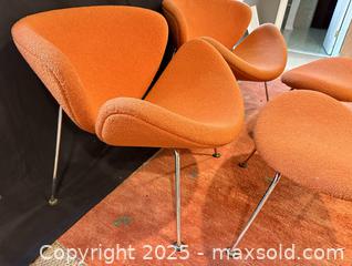 MaxSold Auction: Pair Original Artifort &#34;Orange Slice&#34; Chairs with Matching Footstools - Douglas (Massachusetts, USA) PARTNER MANAGED Estate Sale Online Auction - Southwest Main Street