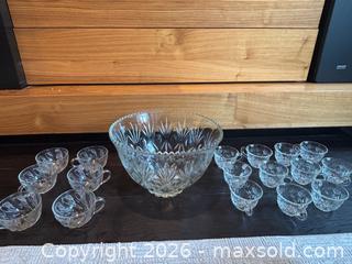 MaxSold Auction: Glass Punch Bowl Set with 18 Cups  - Toronto (Ontario, Canada) SELLER MANAGED Downsizing Online Auction - Bright Street